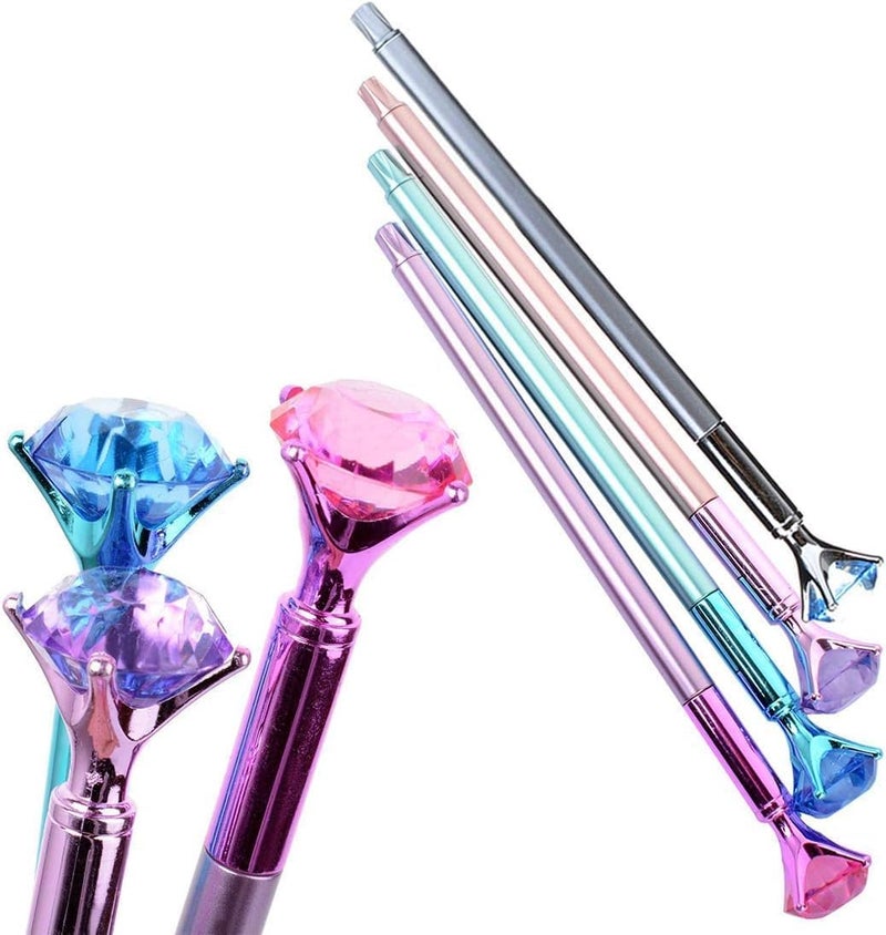 queenland 8 Pack Big Diamond Gel Pen Set Black Ink Ballpoint Pen with 0.5 MM Point Gel Ink Rollerball Pen Kit School Office Stationery - Image 1